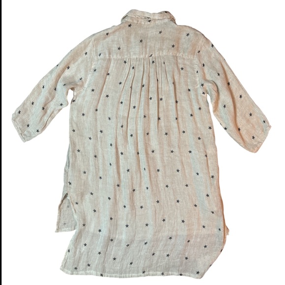 Paper Lace 100% Linen Tunic With Stars Size:M Tan and Black - Picture 2 of 6